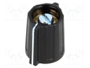 Knob; with pointer; ABS; Shaft d: 6mm; Ø13x15mm; black