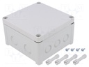 Enclosure: junction box; X: 130mm; Y: 130mm; Z: 75mm; wall mount; ABS