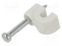 Holder; white; Application: on round cable; 50pcs; with a nail