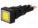 Switch: push-button; Stabl.pos: 1; 16mm; yellow; filament lamp