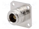 Socket; N; female; straight; 50Ω; soldering; for panel mounting