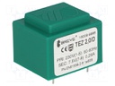 Transformer: encapsulated; 2VA; 230VAC; 7.5V; 266.6mA; IP00; 90g