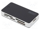 Card reader: memory; USB B micro socket; USB 3.0; black,silver