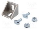 Angle bracket; for profiles; Width of the groove: 10mm; W: 38mm