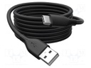 Cable; USB 2.0; USB A plug,USB C plug; nickel plated; 0.5m; black