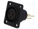 Socket; XLR; female; PIN: 3; straight; sealed; THT; gold-plated; 5A