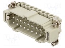 Connector: HDC; contact insert; male; CNE; PIN: 16; 16+PE; 16A; 600V