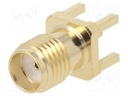 Socket; SMA; female; straight; THT; on PCBs; teflon; gold-plated