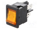 ROCKER; DPST; Pos: 2; OFF-ON; 10A/250VAC; 10A/28VDC; yellow