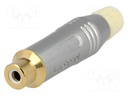 Plug; RCA; female; straight; soldering; grey; gold-plated; 3÷7mm