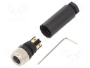 Connector: M8; female; PIN: 4; for cable; plug; 4A; IP67; 30V