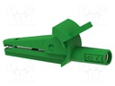 Crocodile clip; 10A; 600VDC; green; Overall len: 51mm