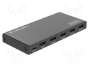 Splitter; HDMI 2.0; black; Input: HDMI socket,USB B micro socket