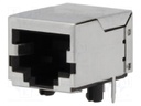 Socket; RJ45; PIN: 8; shielded; Layout: 8p8c; THT; on PCBs; angled