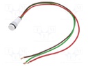 Indicator: LED; prominent; red/green; 24VDC; 24VAC; Ø10mm; plastic