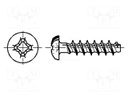 Screw; for plastic; 3x18; Head: button; Phillips; steel; zinc