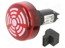 Buzzer,continuous light; 24VDC; 80dB(d=1m); IP65; red; Ø22.5mm