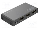 Splitter; HDMI 2.0; black; Input: HDMI socket,USB B micro socket