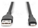 Cable; USB 2.0; Apple Lightning plug,USB A plug; nickel plated