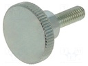 Knob; Ø: 16mm; Ext.thread: M4; 12mm; H: 9.5mm; steel; knurled
