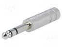 Plug; Jack 6,35mm; male; stereo; straight; for cable; soldering