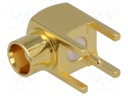 Socket; MCX; female; angled 90°; 50Ω; THT; teflon; gold-plated