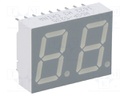 Display: LED; 7-segment; 14.22mm; 0.56"; No.char: 2; green; cathode