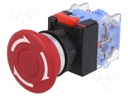 Switch: emergency stop; Stabl.pos: 2; NC + NO; 3A/220VAC; 22mm; red