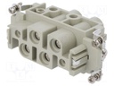 Connector: HDC; contact insert; female; DK; PIN: 6; 2+PE,4+PE