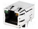 Socket; RJ45; PIN: 8; shielded,with LED; Layout: 8p8c; THT; angled