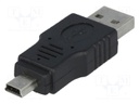 Adapter; USB 2.0; USB A plug,USB B mini plug; nickel plated