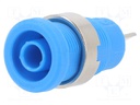 Socket; 4mm banana; 36A; 1kV; blue; nickel plated; on panel,screw