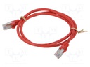 Patch cord; SF/UTP; 5e; stranded; CCA; PVC; red; 1m; 26AWG