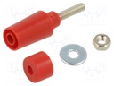 Socket; 4mm banana; 32A; 1kV; red; nickel plated; insulated