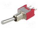 Switch: toggle; Pos: 2; SPDT; ON-ON; 3A/28VDC; -30÷85°C; Cutout: Ø5mm