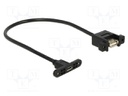 Cable; USB 2.0; USB A socket,USB B micro socket; 0.25m; black