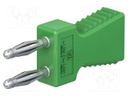 Connector: 2mm banana; stackable safety shunt; 10A; green; 30.4mm