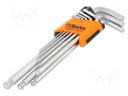 Wrenches set; hexagon keys,spherical; Pcs: 9