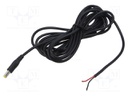 Cable; wires,DC 5,5/2,1 plug; straight; 0.5mm2; black; 4m; 0÷40°C