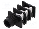 Socket; Jack 6,35mm; female; stereo; without nut; angled 90°; THT