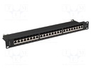 Patch panel; black; Number of ports: 24; Cat: 7; RJ45 socket x24
