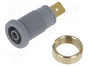 Connector: 4mm banana; socket; 32A; 1kV; grey; gold-plated; 33mm