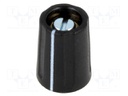 Knob; with pointer; ABS; Shaft d: 3mm; Ø10.5x14mm; black