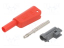4mm banana; 32A; 1kV; red; insulated,with 4mm axial socket