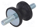 Vibration damper; M8; Ø: 30mm; rubber; L: 25mm; Thread len: 20mm