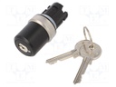 Switch: rotary with key; Stabl.pos: 2; 22mm; Pos: 2; Ø22mm; -25÷70°C