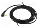 Cable; 2x0.52mm2; DC 5,5/2,1 plug; angled; black; 3m; -25÷70°C
