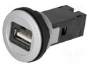 USB socket; 22mm; har-port; -25÷70°C; Ø22.3mm; IP20; Colour: silver
