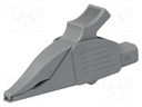 Crocodile clip; 32A; 1kVDC; grey; Grip capac: max.30mm