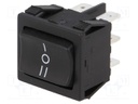 ROCKER; DP3T; Pos: 3; ON-OFF-ON; 10A/250VAC; 10A/28VDC; black; none